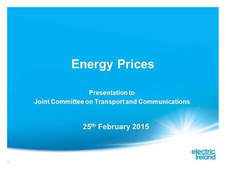 1 Energy Prices Presentation to Joint Committee on Transport and Communications 25 th February 2015.