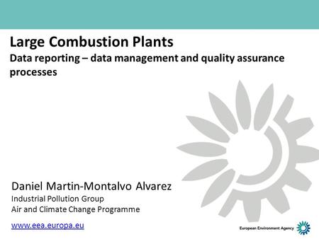 Large Combustion Plants Data reporting – data management and quality assurance processes Daniel Martin-Montalvo Alvarez Industrial Pollution Group Air.