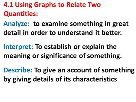 4.1 Using Graphs to Relate Two Quantities: