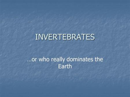 INVERTEBRATES …or who really dominates the Earth.