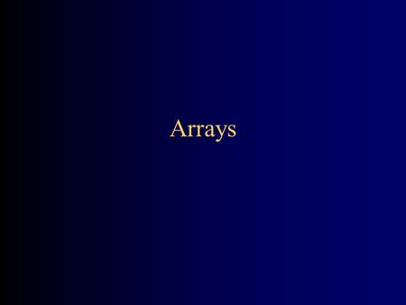Arrays. Arrays as ADTs An array is an Abstract Data Type –The array type has a set of values The values are all the possible arrays –The array type has.