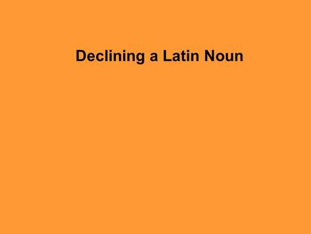 Declining a Latin Noun.