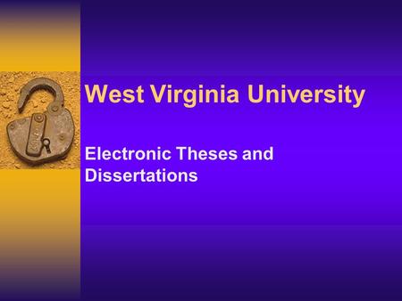 West Virginia University Electronic Theses and Dissertations.