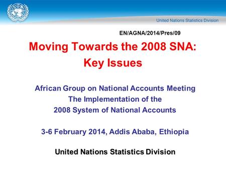 Moving Towards the 2008 SNA: Key Issues African Group on National Accounts Meeting The Implementation of the 2008 System of National Accounts 3-6 February.