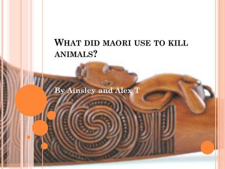 W HAT DID MAORI USE TO KILL ANIMALS ? By Ainsley and Alex T.
