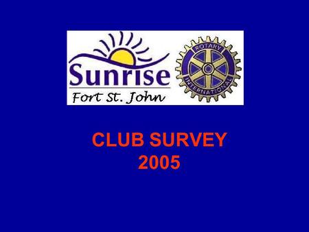 CLUB SURVEY 2005. Introduction New Executive wanted to survey Club members to find out where they saw the Club going To be part of first Assembly of the.