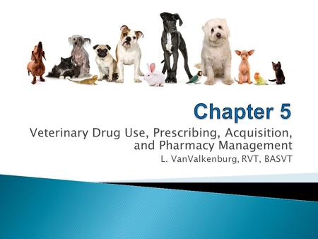 Veterinary Drug Use, Prescribing, Acquisition, and Pharmacy Management L. VanValkenburg, RVT, BASVT.