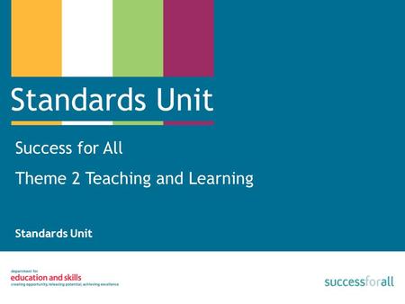 Success for All Theme 2 Teaching and Learning Standards Unit.