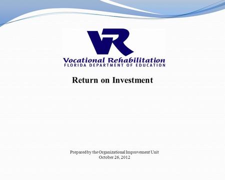Return on Investment Prepared by the Organizational Improvement Unit October 26, 2012.