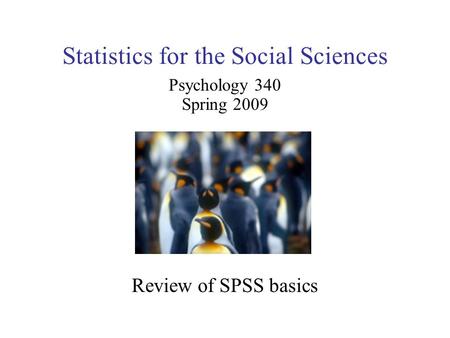 Statistics for the Social Sciences Psychology 340 Spring 2009 Review of SPSS basics.