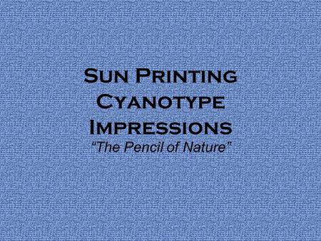 Sun Printing Cyanotype Impressions “The Pencil of Nature”