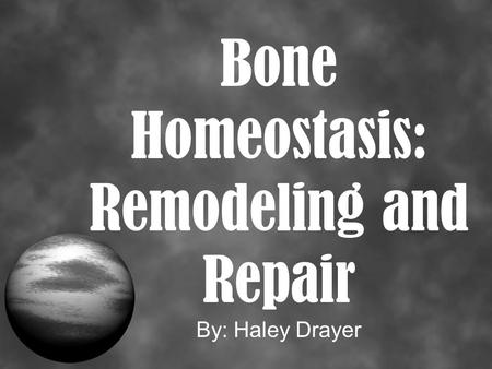 Bone Homeostasis: Remodeling and Repair By: Haley Drayer