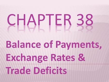 Balance of Payments, Exchange Rates & Trade Deficits