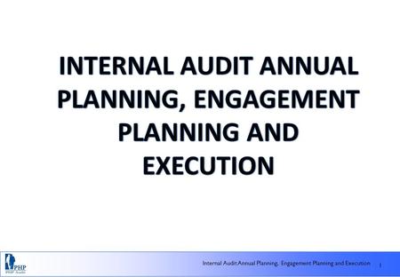 1 1 Internal Audit Annual Planning, Engagement Planning and Execution.
