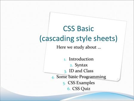 CSS Basic (cascading style sheets)