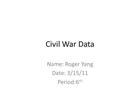 Name: Roger Yang Date: 3/15/11 Period:6th