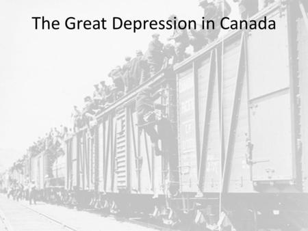 The Great Depression in Canada. Background: Laurier, who had kept the country united, dies in 1919, and the liberal party splits. New political parties.