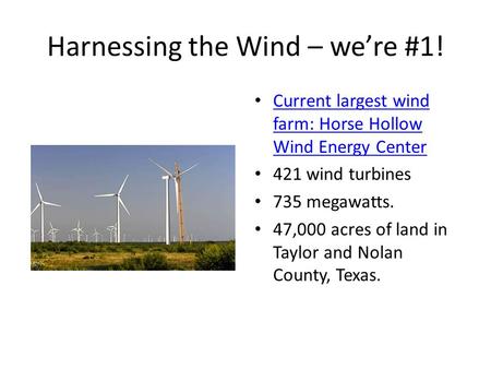 Harnessing the Wind – we’re #1!