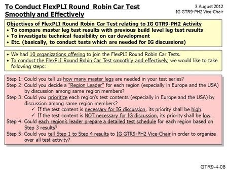 To Conduct FlexPLI Round Robin Car Test Smoothly and Effectively We had 10 organizations offering to join the FlexPLI Round Robin Car Tests. To conduct.