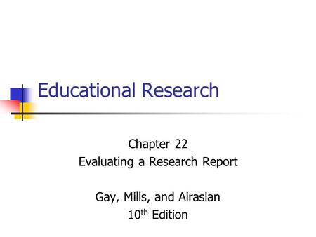 Evaluating a Research Report