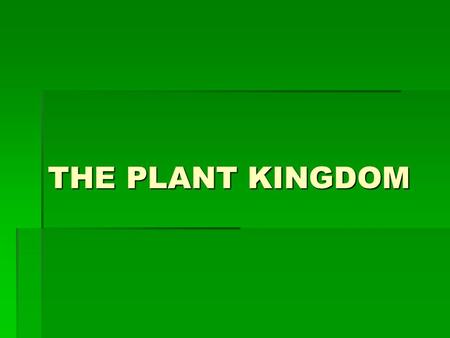 THE PLANT KINGDOM.