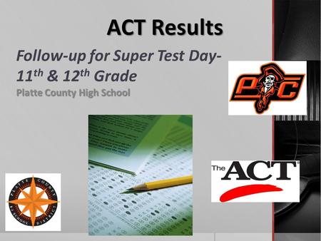 Follow-up for Super Test Day- 11 th & 12 th Grade Platte County High School ACT Results.
