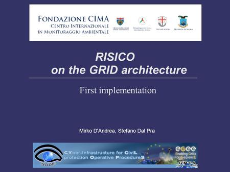 RISICO on the GRID architecture First implementation Mirko D'Andrea, Stefano Dal Pra.