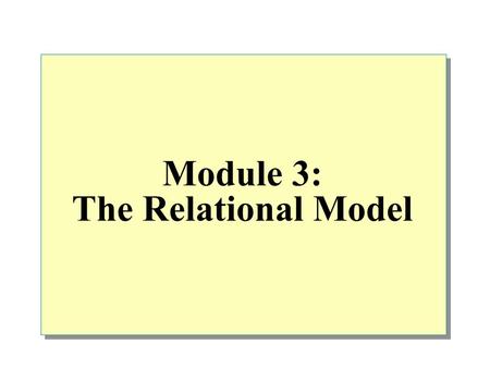 Module 3: The Relational Model.  Overview Terminology Relational Data Structure Mathematical Relations Database Relations Relational Keys Relational.