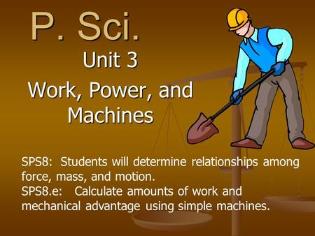 Unit 3 Work, Power, and Machines