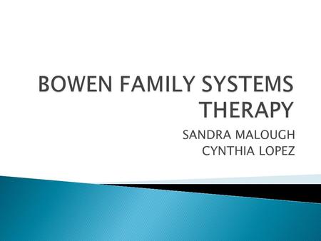 SANDRA MALOUGH CYNTHIA LOPEZ.  Murray Bowen ◦ Oldest of 5 children ◦ Medical doctor ◦ Hospitalized entire families with schizophrenic member ◦ 1975 founded.