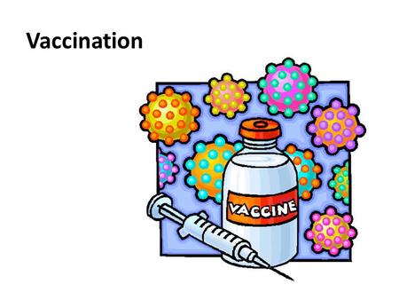 Vaccination. Vocabulary Check Vaccination: conferring immunity to a disease by injecting an antigen (of attenuated microorganisms or inactivated component)