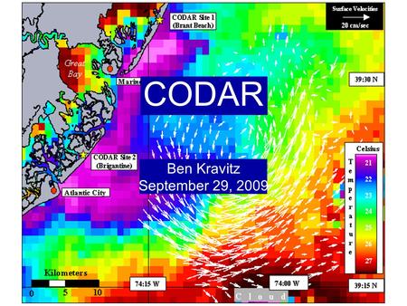 CODAR Ben Kravitz September 29, 2009. Outline What is CODAR? Doppler shift Bragg scatter How CODAR works What CODAR can tell us.