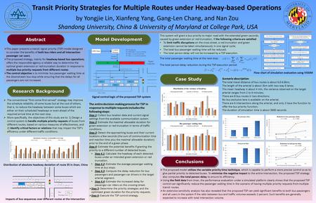 Transit Priority Strategies for Multiple Routes under Headway-based Operations Shandong University, China & University of Maryland at College Park, USA.