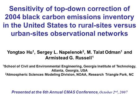 Sensitivity of top-down correction of 2004 black carbon emissions inventory in the United States to rural-sites versus urban-sites observational networks.
