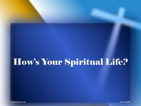 How’s Your Spiritual Life?. How’s your spiritual life? Your answer: What do you mean? Your answer: