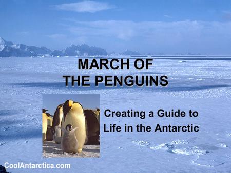 MARCH OF THE PENGUINS Creating a Guide to Life in the Antarctic.