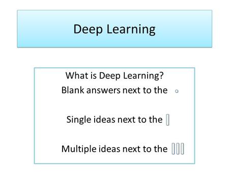 Deep Learning What is Deep Learning? Blank answers next to the Single ideas next to the Multiple ideas next to the.