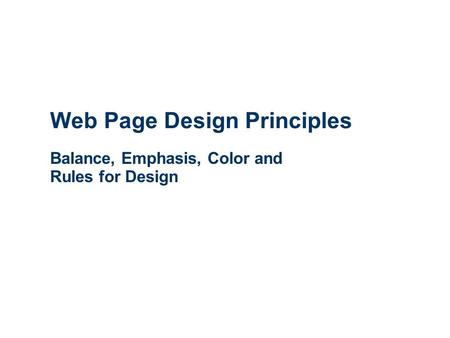 Web Page Design Principles