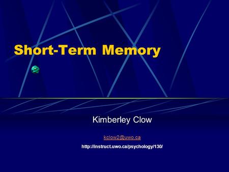 Short-Term Memory Kimberley Clow