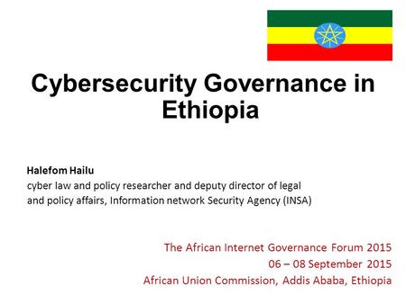 Cybersecurity Governance in Ethiopia