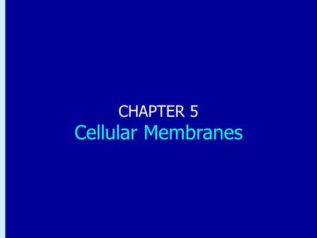 Chapter 5: Cellular Membranes CHAPTER 5 Cellular Membranes.