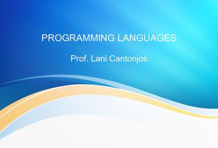 PROGRAMMING LANGUAGES Prof. Lani Cantonjos. PROGRAM - set of step-by-step instructions that tells or directs the computer what to do. PROGRAMMING LANGUAGE.