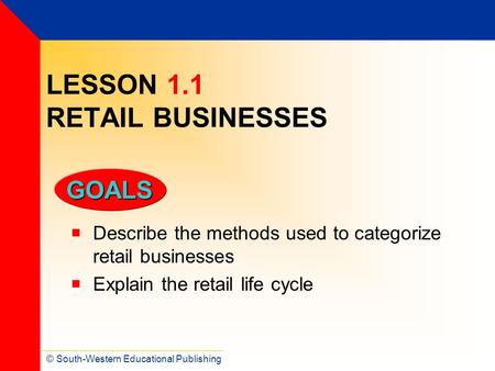 LESSON 1.1 RETAIL BUSINESSES