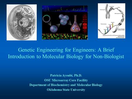 Genetic Engineering for Engineers: A Brief Introduction to Molecular Biology for Non-Biologist Patricia Ayoubi, Ph.D. OSU Microarray Core Facility Department.