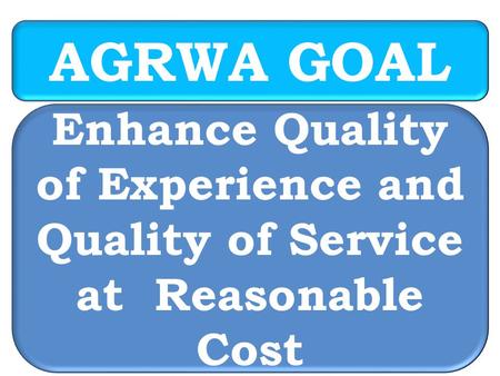 AGRWA GOAL Enhance Quality of Experience and Quality of Service at Reasonable Cost.