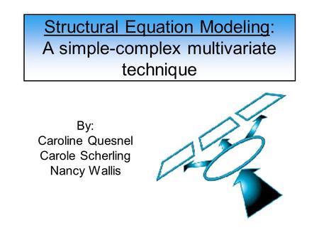 Structural Equation Modeling: A simple-complex multivariate technique By: Caroline Quesnel Carole Scherling Nancy Wallis.