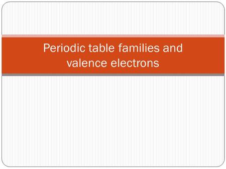Periodic table families and valence electrons. Valence electron Valence electrons are the electrons contained in the outermost, or valence, electron shell.