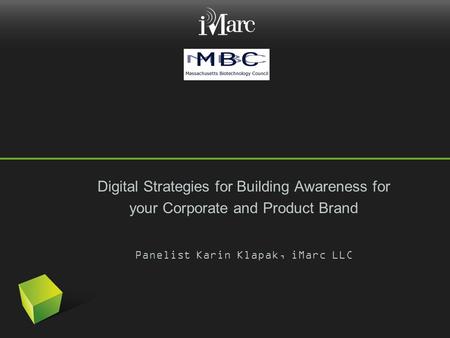 Digital Strategies for Building Awareness for your Corporate and Product Brand Panelist Karin Klapak, iMarc LLC.