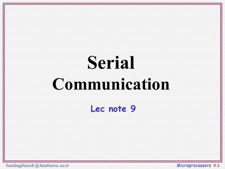 Serial Communication Lec note 9.