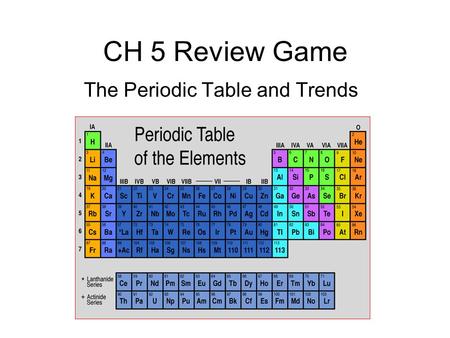 The Periodic Table and Trends